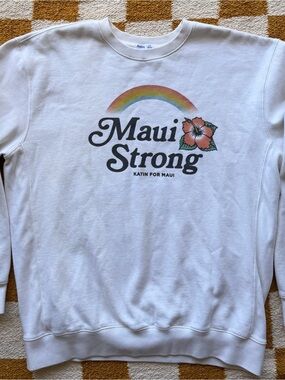 Katin White Sweatshirt with Rainbow & Hibiscus Graphic